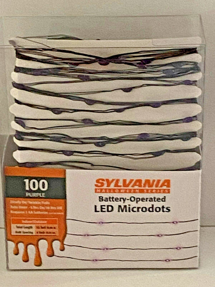 SYLVANIA HALLOWEEN BATT OPERATED LED PURPLE LED MICRODOT LIGHT STRING 33 FEET