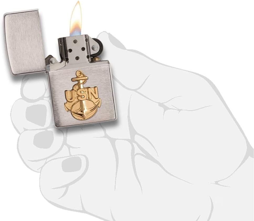 Zippo Lighter- Personalized Message Engrave for Navy Brushed Chrome #280ANC