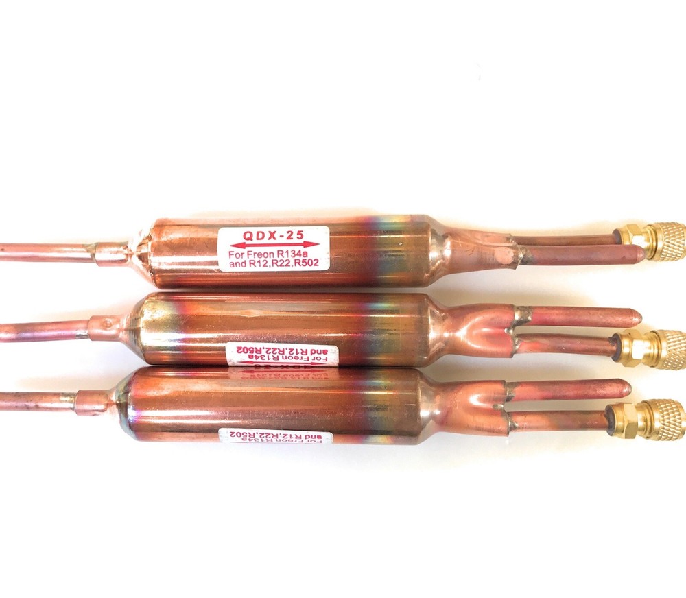 3PC FILTER DRIER REFRIGERANT LIQUID LINE WITH CHARGING VALVE 1/4 X 1/4  25 grams