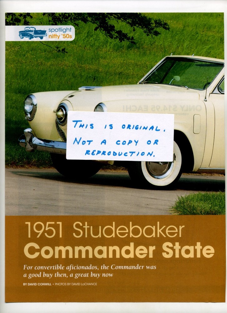 1951 Studebaker Commander Magazine Article (FREE SHIPPING)