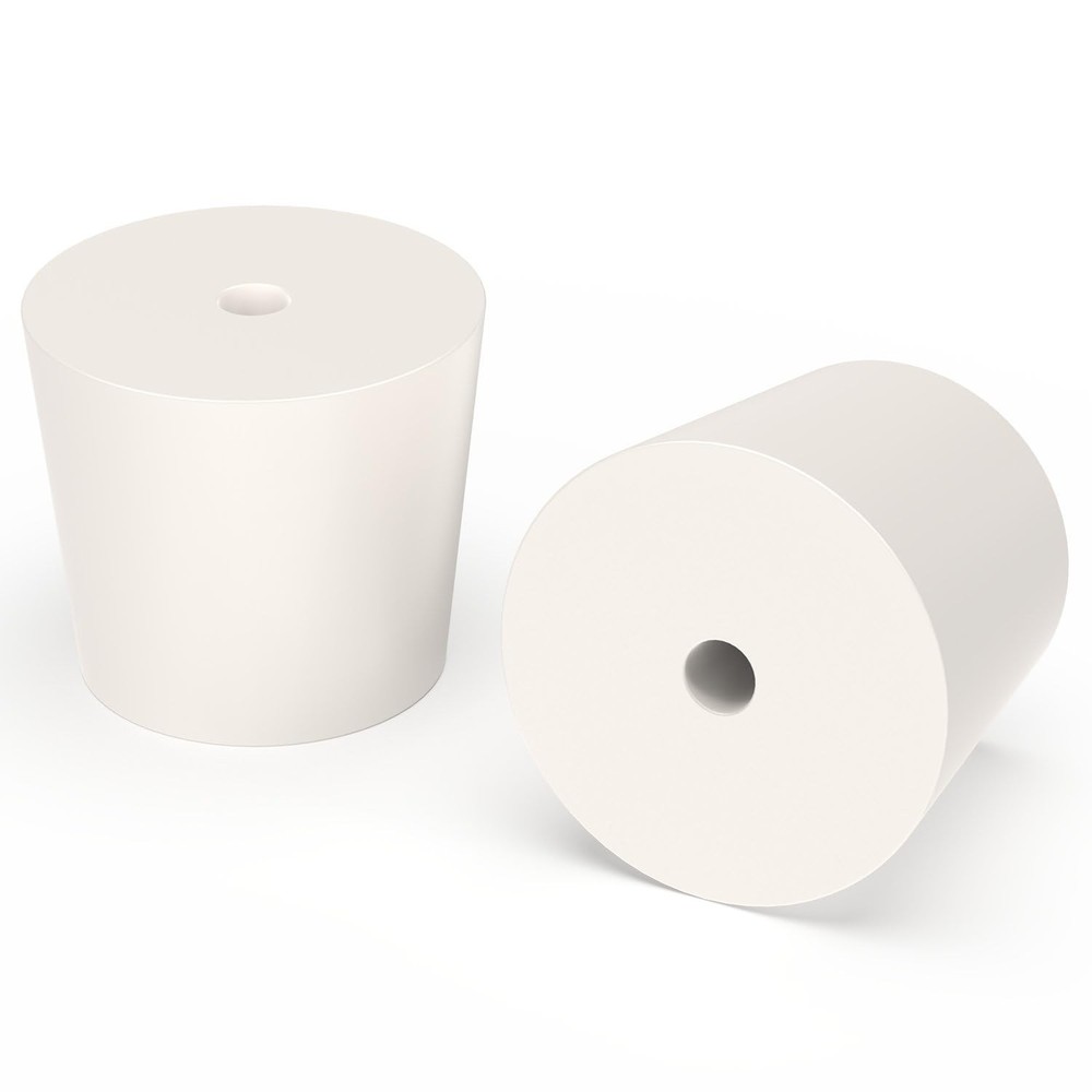 Solid Rubber Stopper 5-Pack #6 with Single Hole for Lab Airlock Seal