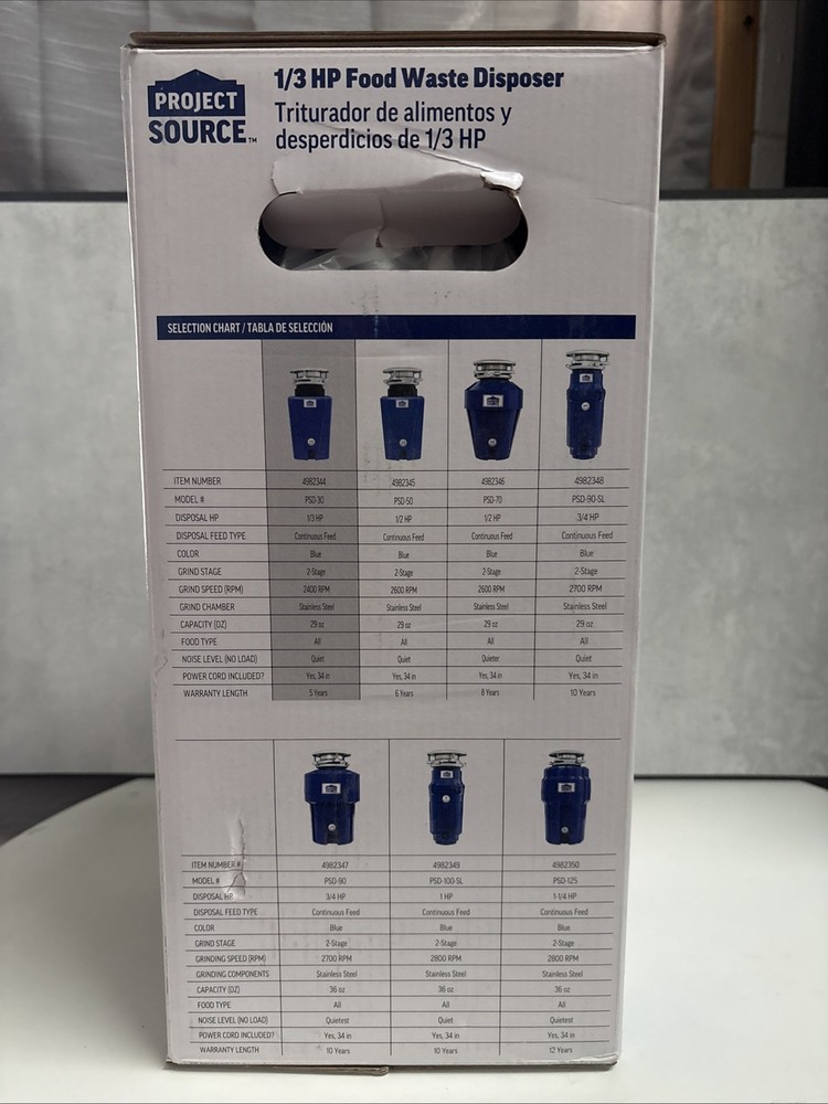 Project Source Continuous Feed 1/3-HP Corded Garbage Disposal