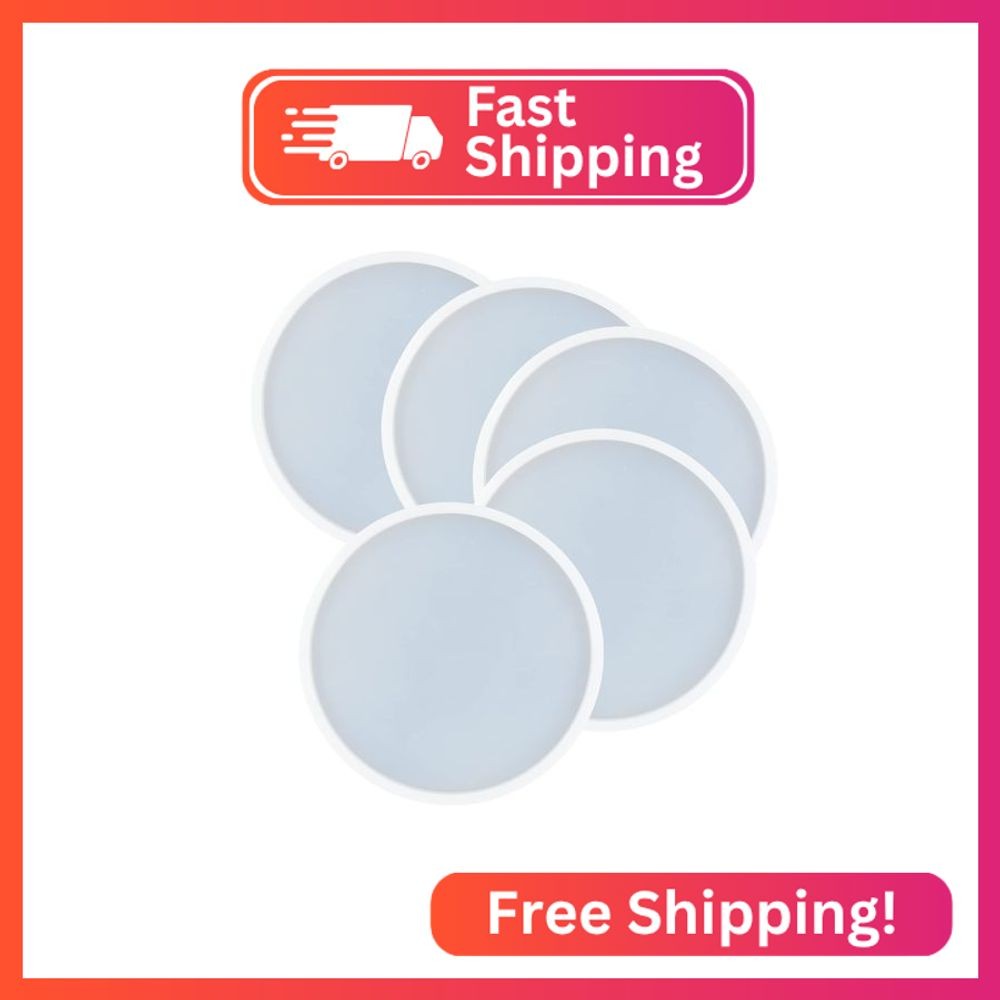 5Pcs Round Shape Epoxy Mold DIY Resin Casting Round Base Coaster Silicone Mold,