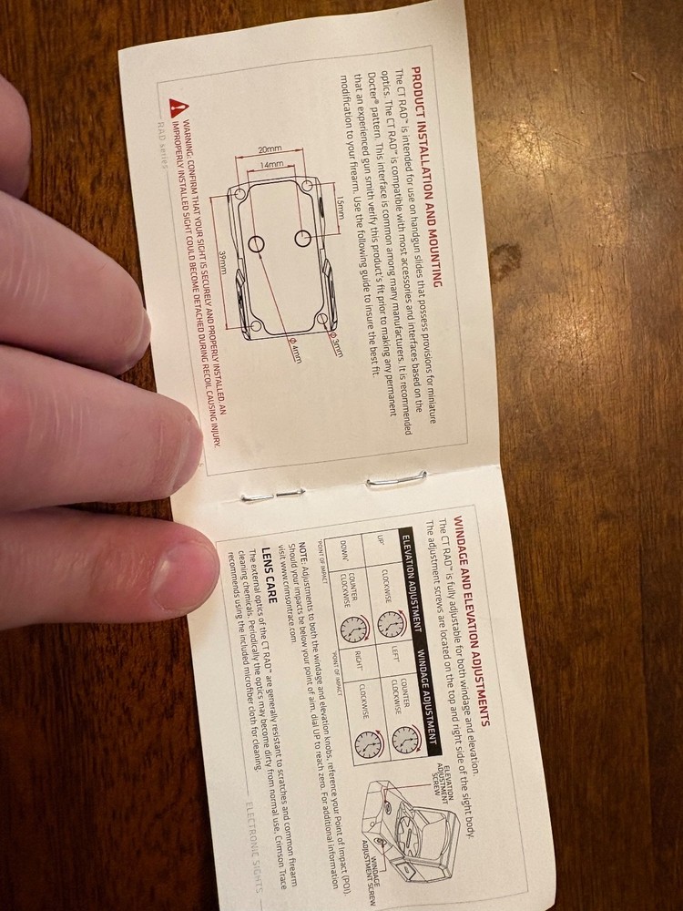 Crimson Trace CT RAD OEM Instruction User Manual