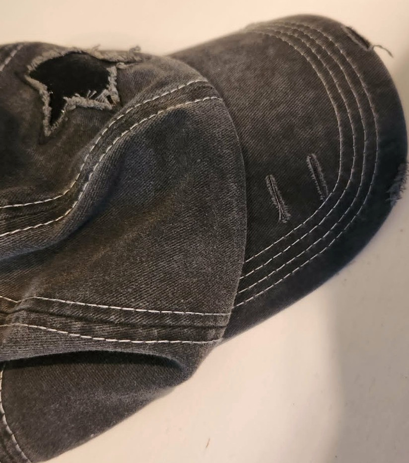Y2K Star ~ Charcoal Distressed PONYTAIL Baseball Cap