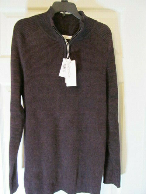 Vince Camuto Mens Stretch Easy Care Pullover Sweater, Dark Red Stripe, M