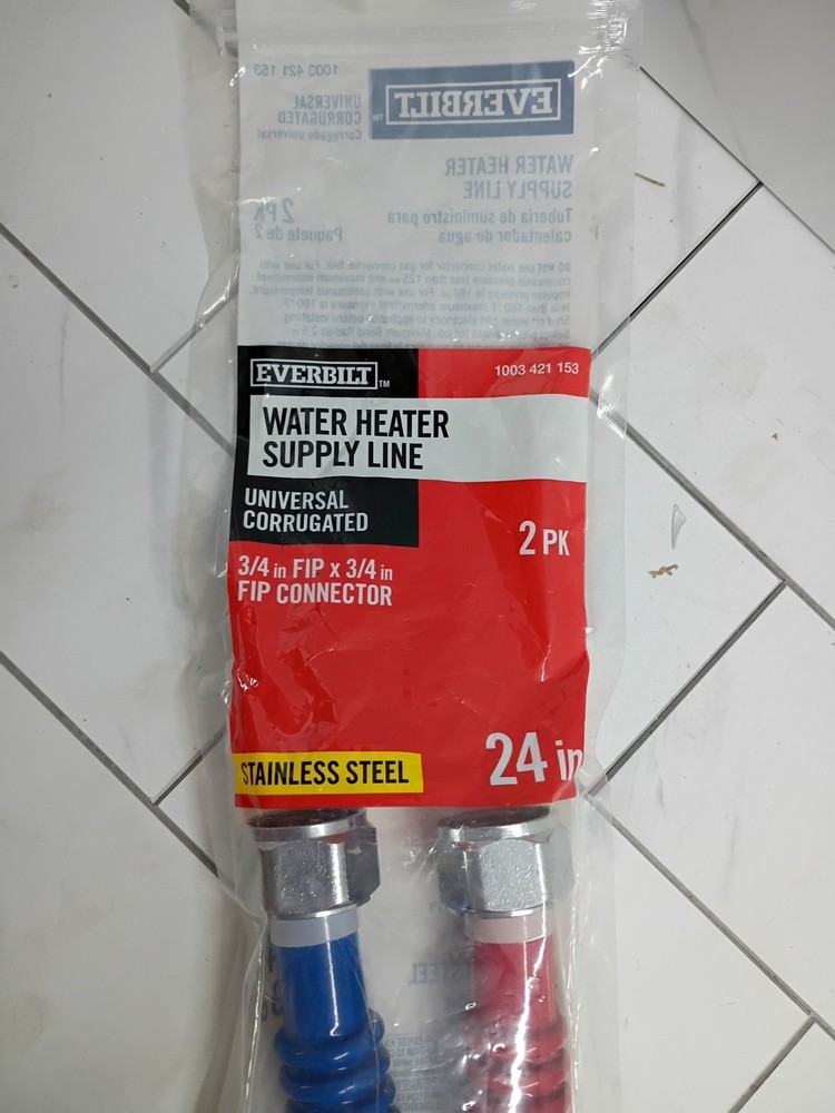 Everbilt Corrugated Stainless Steel Water Heater Connector 24" x 3/4" x 3/4"