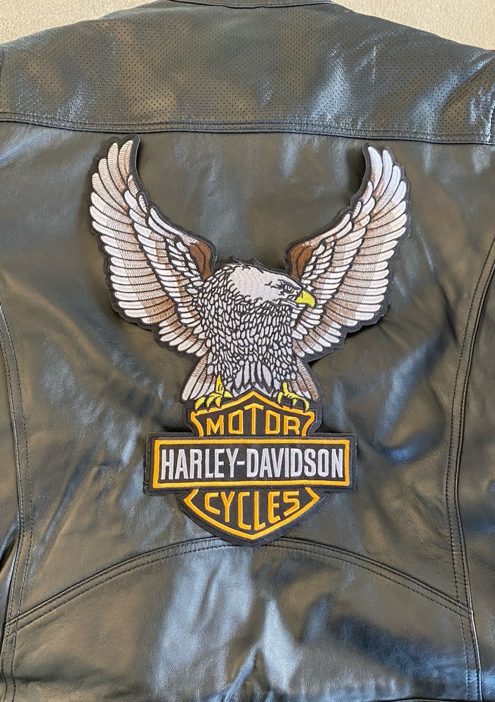 Harley-Davidson Eagle Bar&Shield Embroidered Iron On Sew On Patch 11x13”
