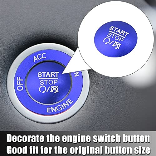 Engine Start Stop Button Cover Kit One Click Push Start Button Trim Blue