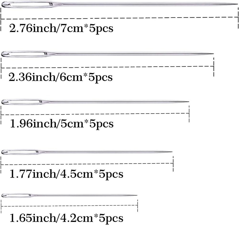 25Pieces hand sewing Big Eye Needles sharp needle with Solid wood Needle