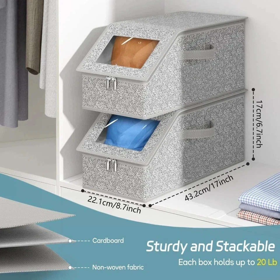 1/2x Stackable Hat Storage Organizer for Baseball Caps 24 Caps Hat Box with Lid
