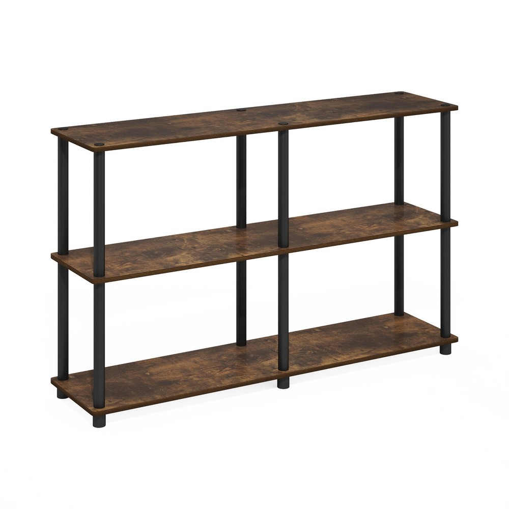 3-Tier Double Size Storage Display Rack Amber Pine/Black
