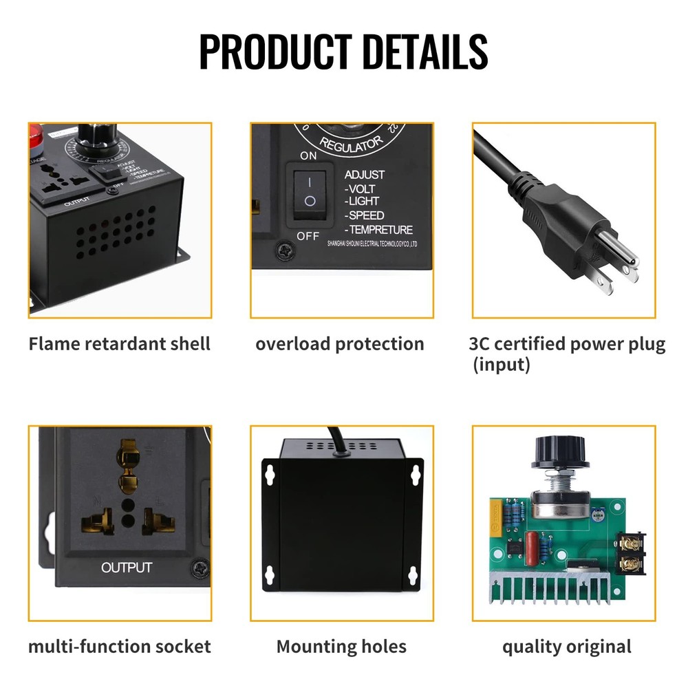 AC Motor Speed Controller 120V Variable Speed Controller & Fan Speed Controll...