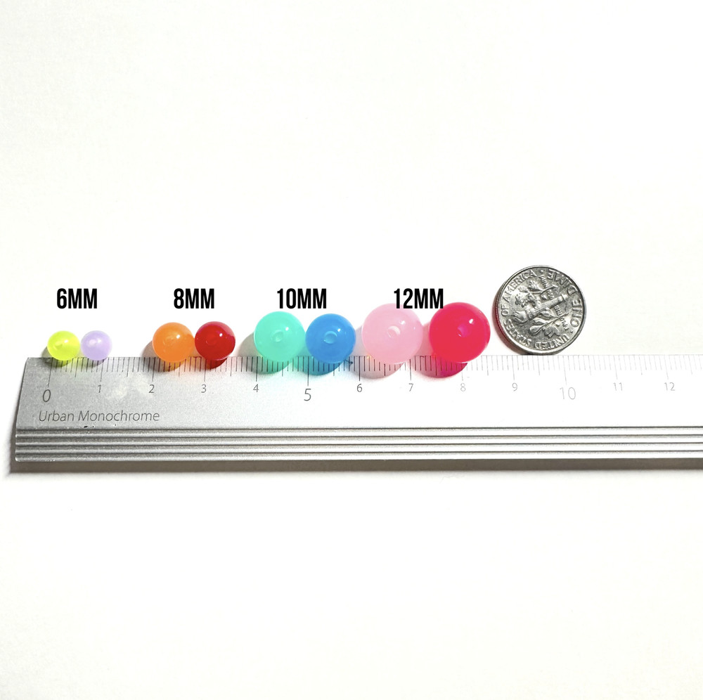 6MM/8MM Bright White Solid Colored Acrylic Round Ball Beads