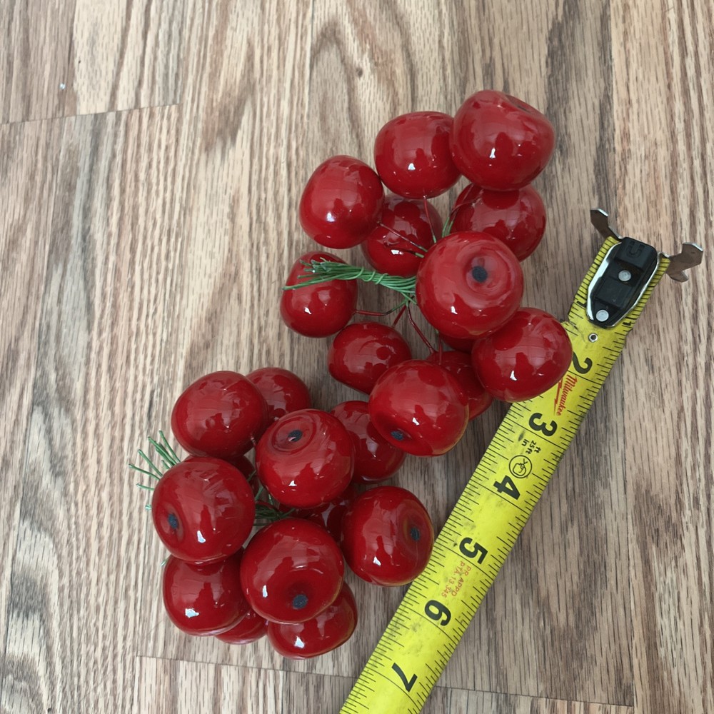 24 Pcs Red Artificial Cherries, Fake Fruit Decor Simulation Cherry Model