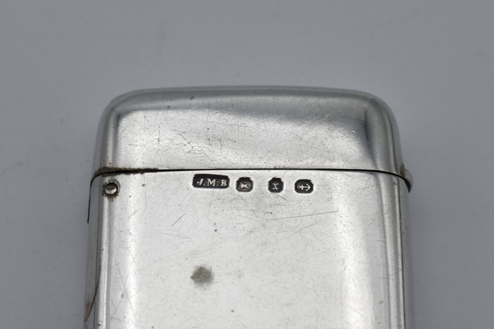 Antique Victorian Solid Silver Vesta Case Match Safe 1897 Flush Hinge