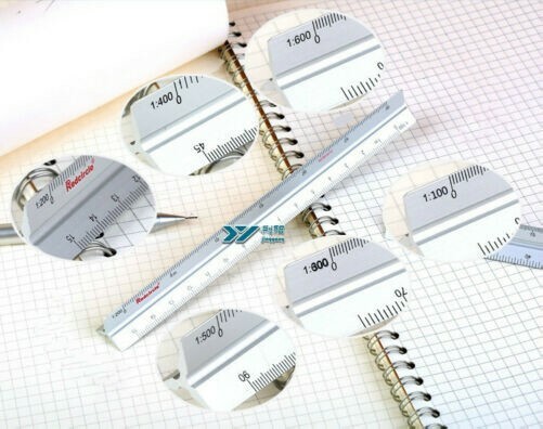 15cm Triangular Scale Ruler Aluminium Metal Architects Engineers Ruler 1:100-600
