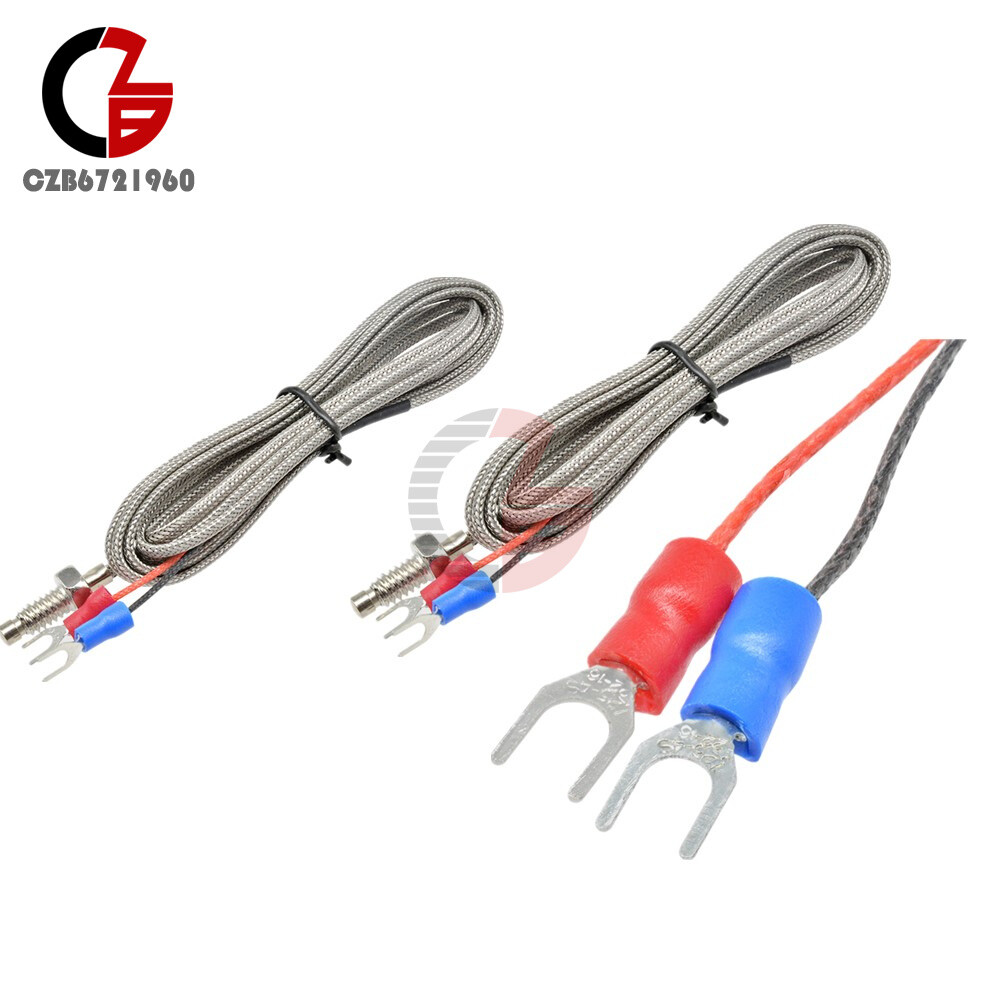 3.3ft/6.6ft 1M/2M K-Type Thermocouple Thread Temperature Controller Sensor Probe