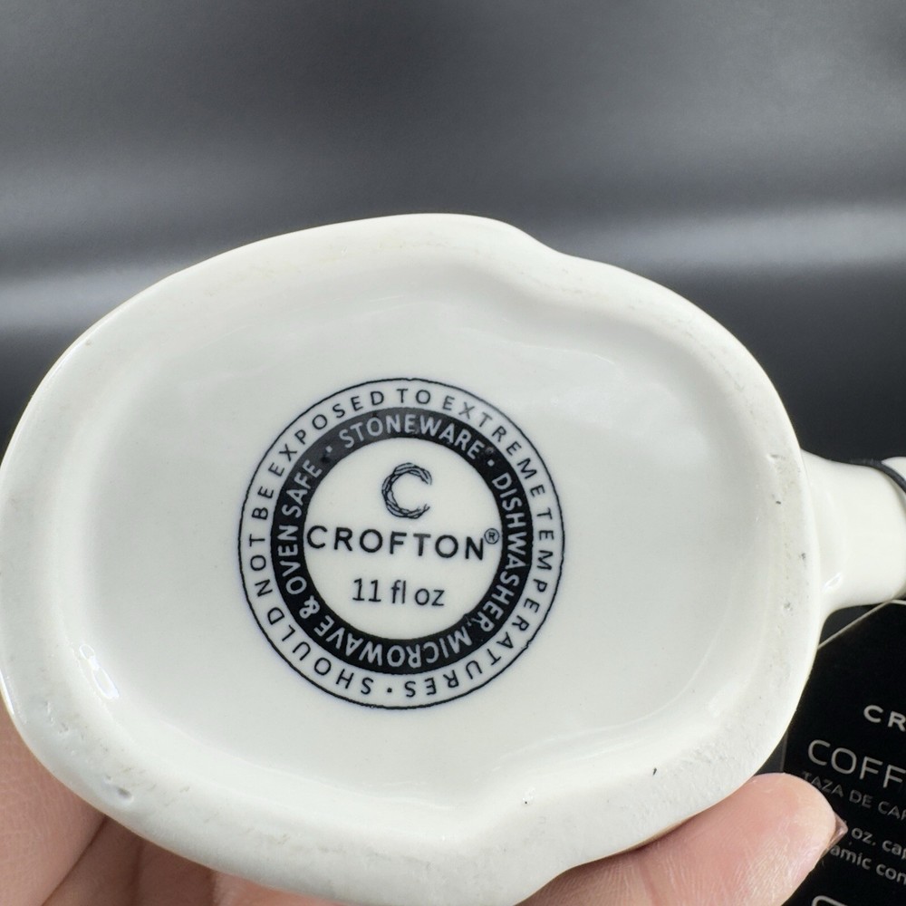 Crofton Stoneware Ceramic Skull Skeleton Coffee Mug Cup With Original Tag 11oz