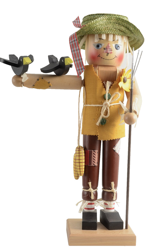 Christian Ulbricht Scarecrow Nutcracker Crows Pitchfork Corn RARE HTF 16" Tall