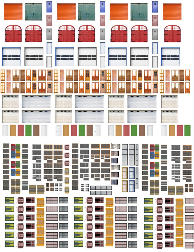 N Scale Doors and Windows Model Train Scenery Sheets – Five 8.5x11 Sheets