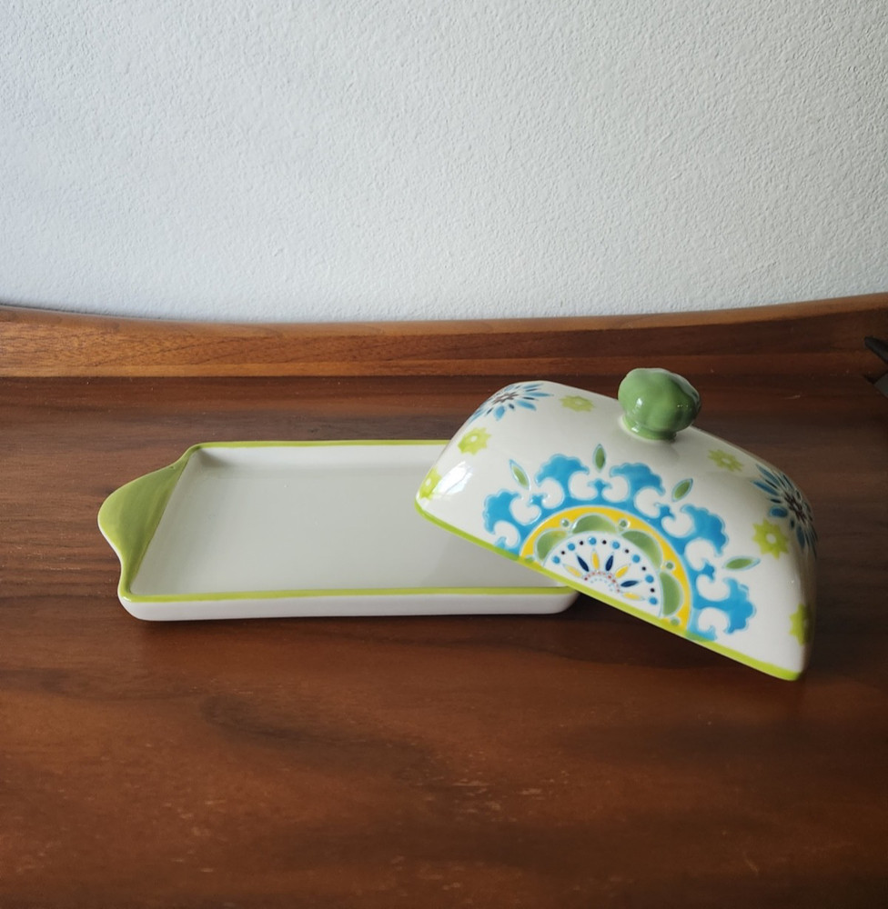 Ceramic Butter dish with Lid Hand Painted