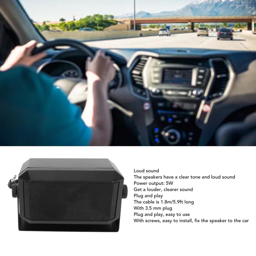 Professional Rectangular 3.5mm Plug 5W CB External Speaker For Car Radio New