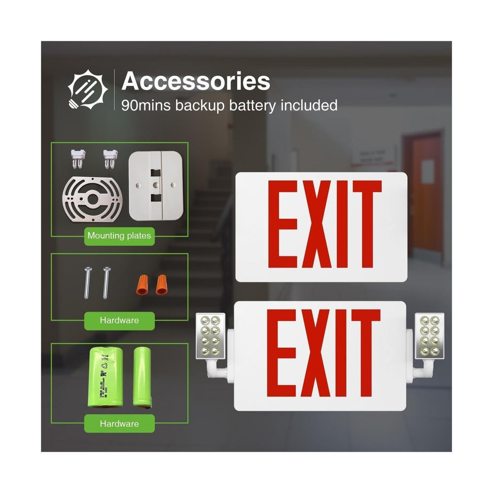 FREELICHT 6 Pack LED Double-Sided Exit Sign with Emergency Lights, Adjustable...