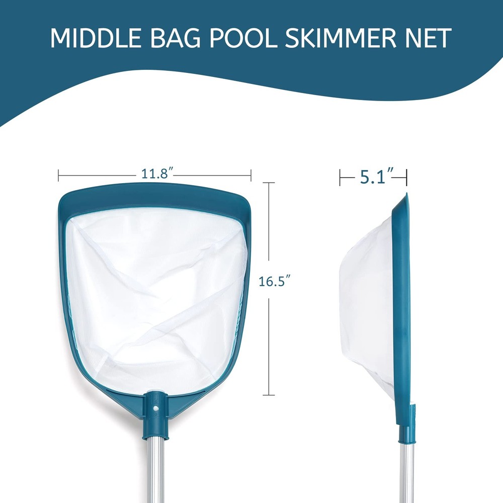 Pool Leaf Net Skimmer Rake with Adjustable Aluminum Pole Mesh