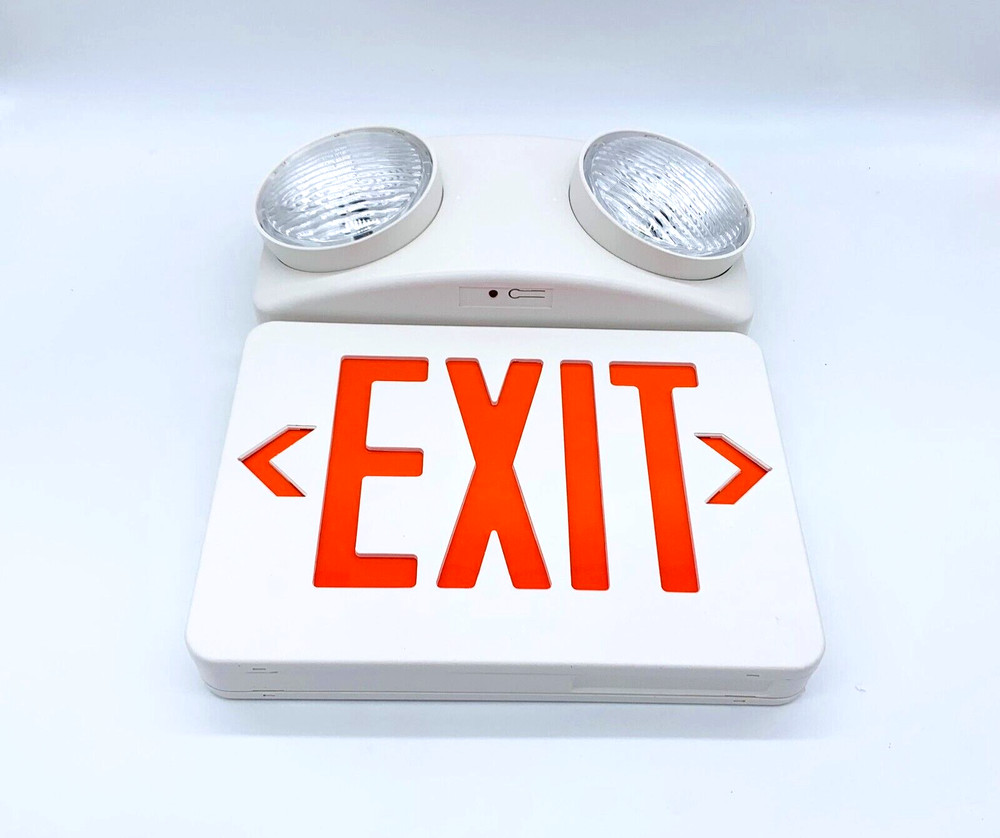 SRB TECHNOLOGIES DUAL FACE, LED EXIT/INCANDESCANT EMERGENCY LIGHT COMBO