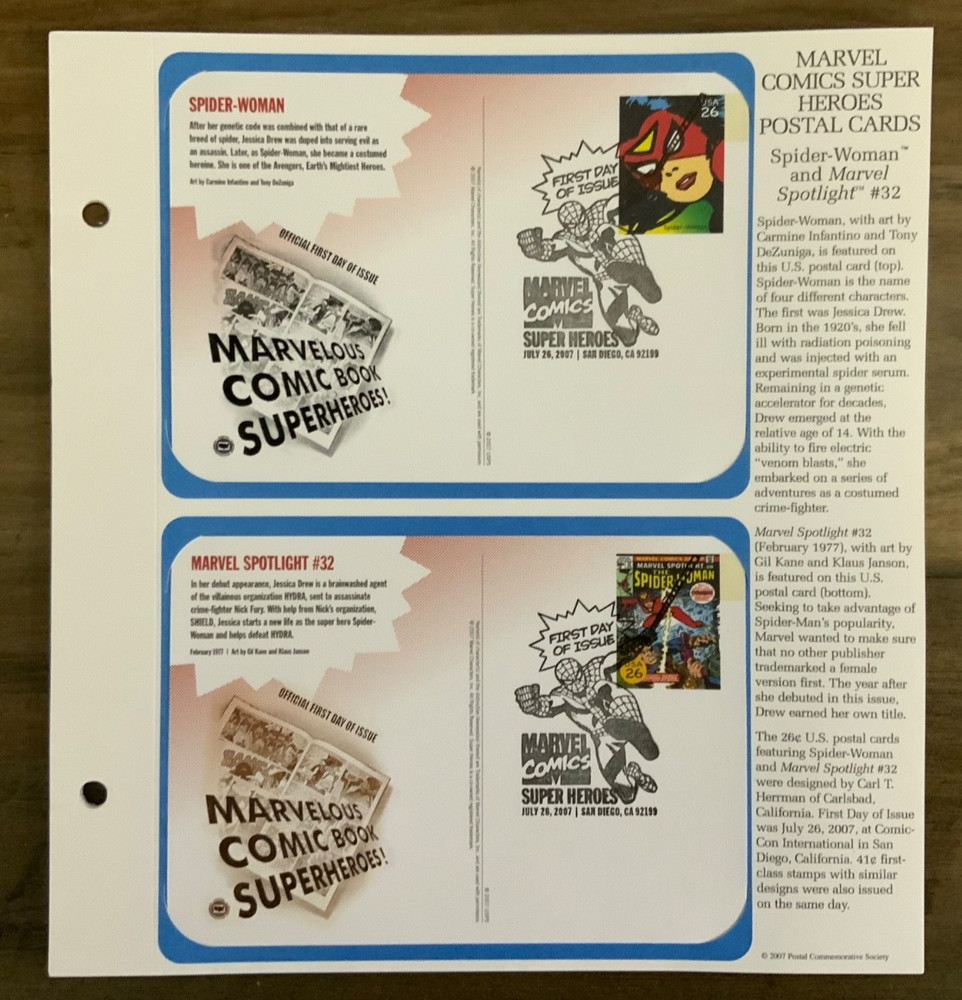 2007 First Day Issue -Post Cards. Marvel Super Hero’s (20 post cards)