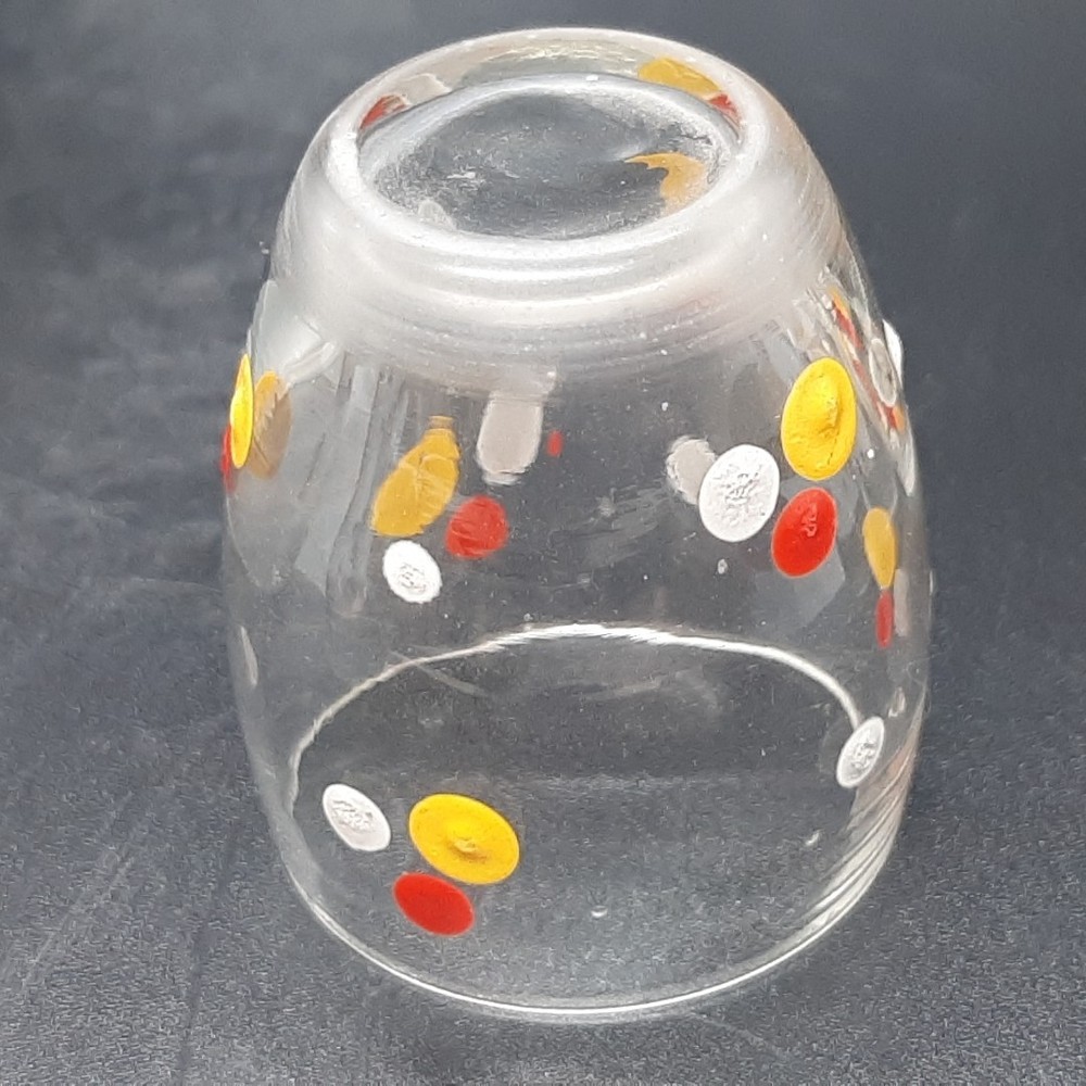 Vintage Handpainted Czech Dot Decanter and Five Small Glasses