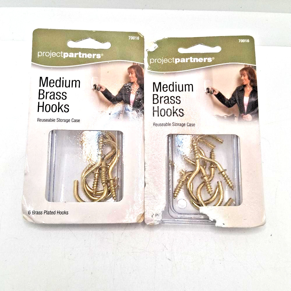 2 Pack (12 total) Allied 70016 Medium Hooks, Brass