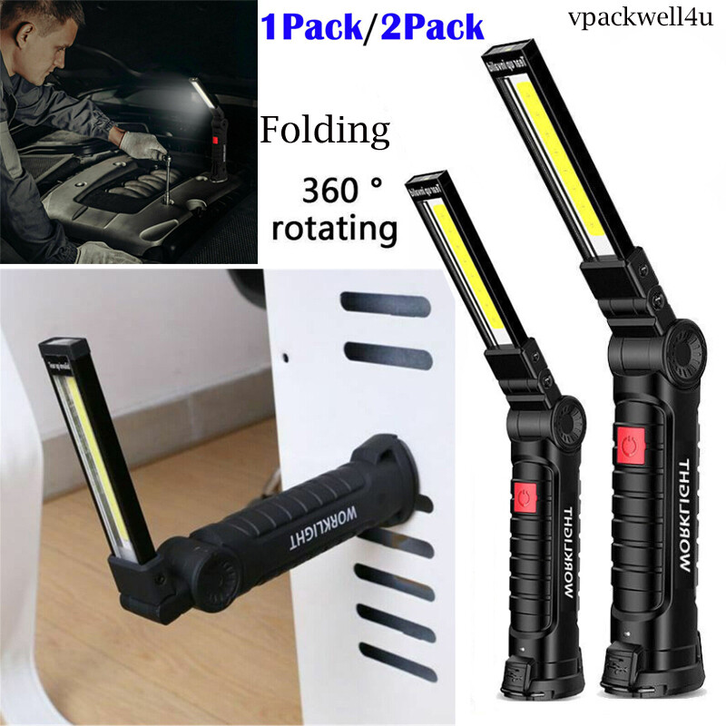 2x Set Multifunction Super Bright LED Work Lights Rechargeable Flashlight