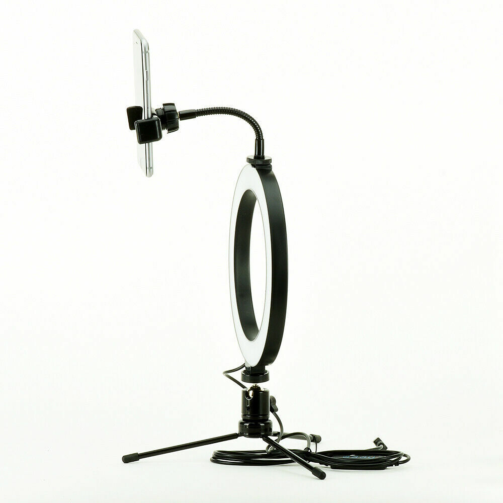 10" LED Ring Light with Tripod Stand & Phone Holder Dimmable Desk Ringlight Kit