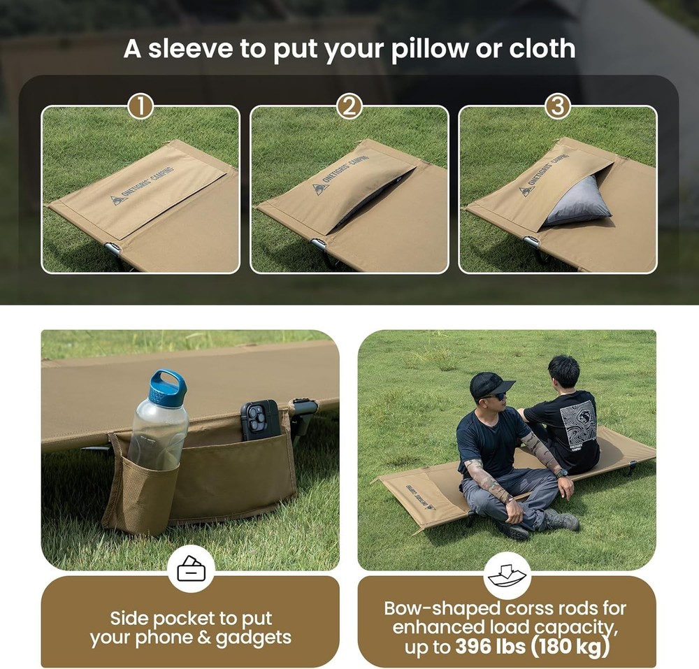 Camping Cot Support Up to 400lbs Lightweight Comfortable Folding Bed