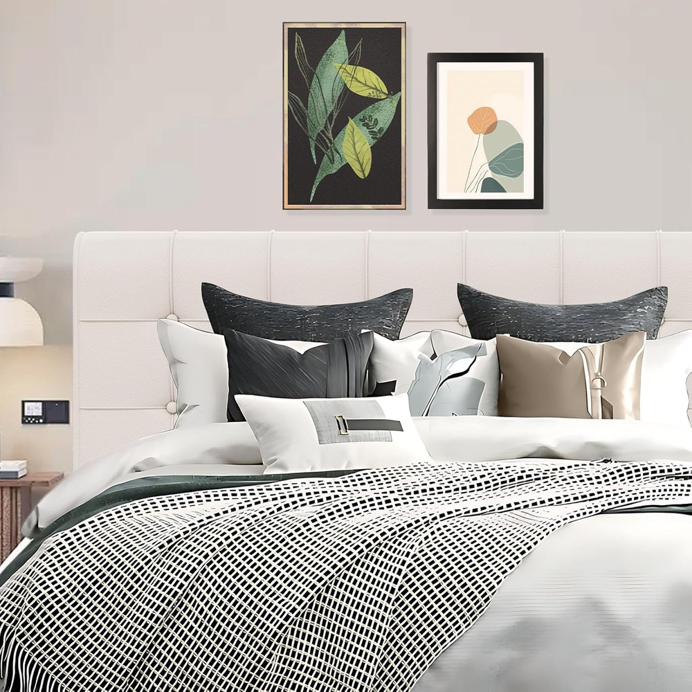 Upholstered Twin Headboard with Quick Install & Side Storage Pockets