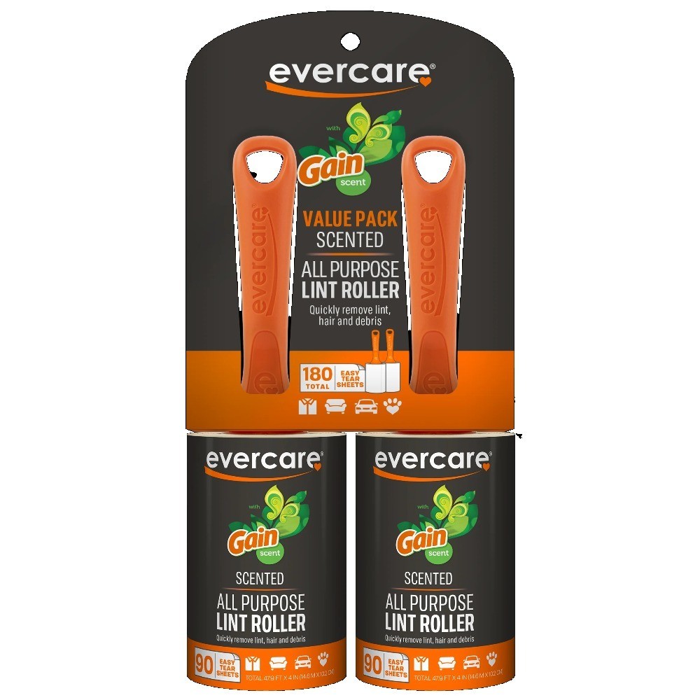 (2 pack) Scented Lint Roller Twin Pack – 90 Sheets per Roll, 180 Total