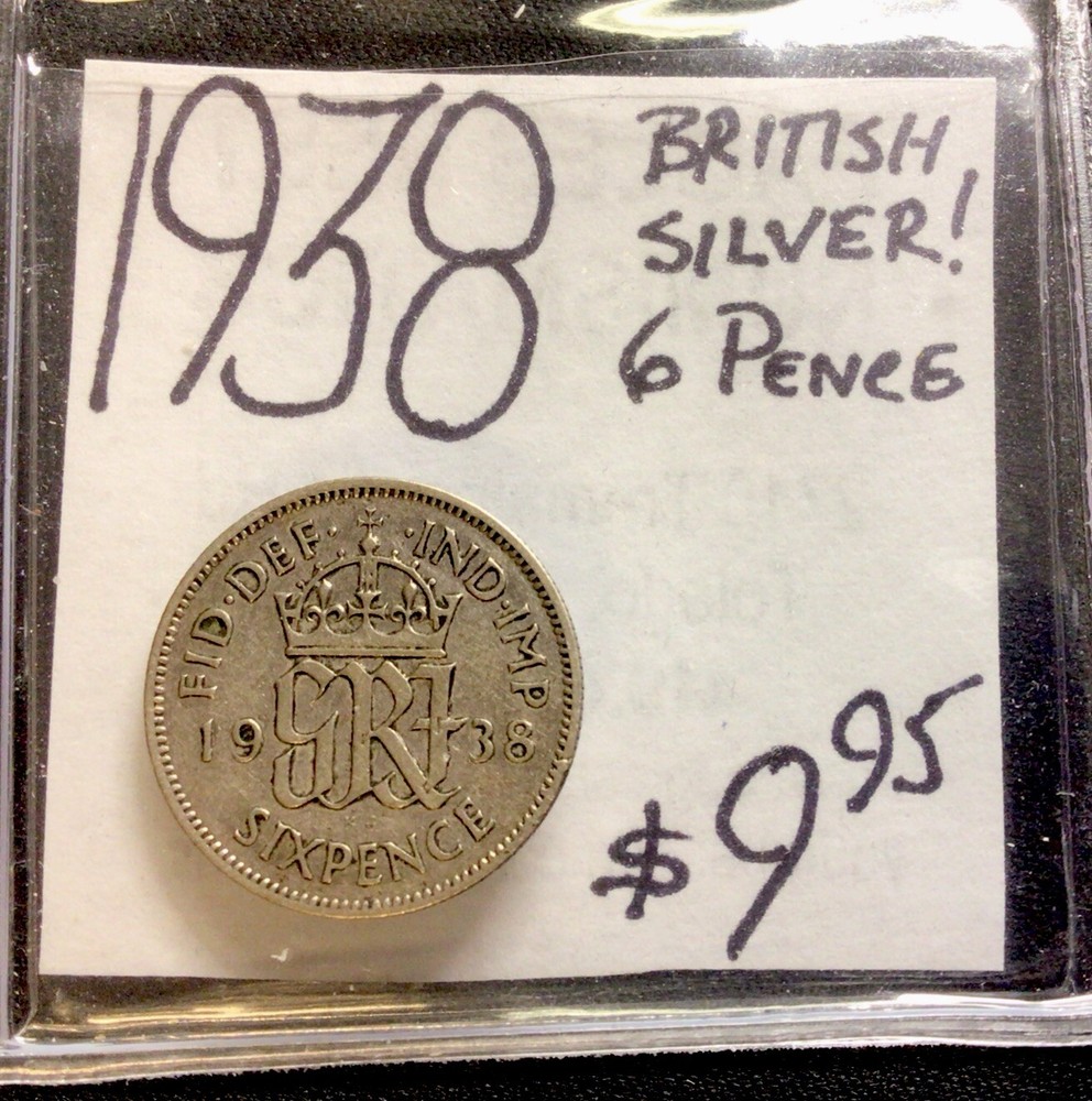 1938 British Silver 6 Pence! ENN Coins