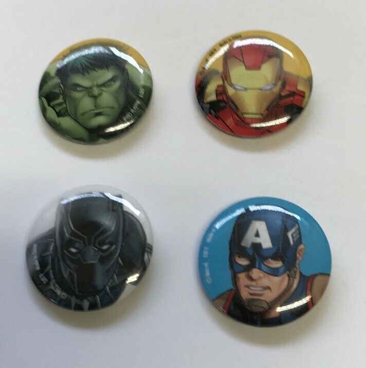 Marvel Comics Characters - 1" Pinback Buttons - Black Panther, Captain America