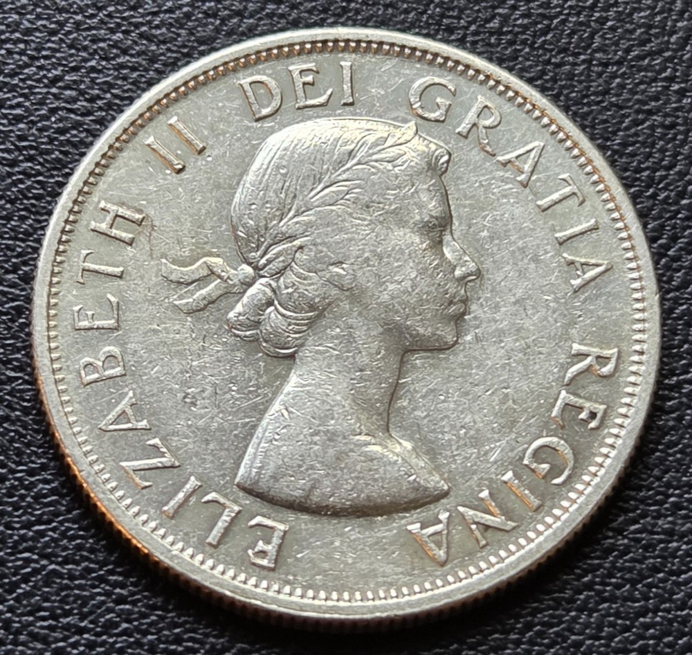 1958 Canada Silver 50-Cent Half Dollar Coin - 80% Silver - Great Condition