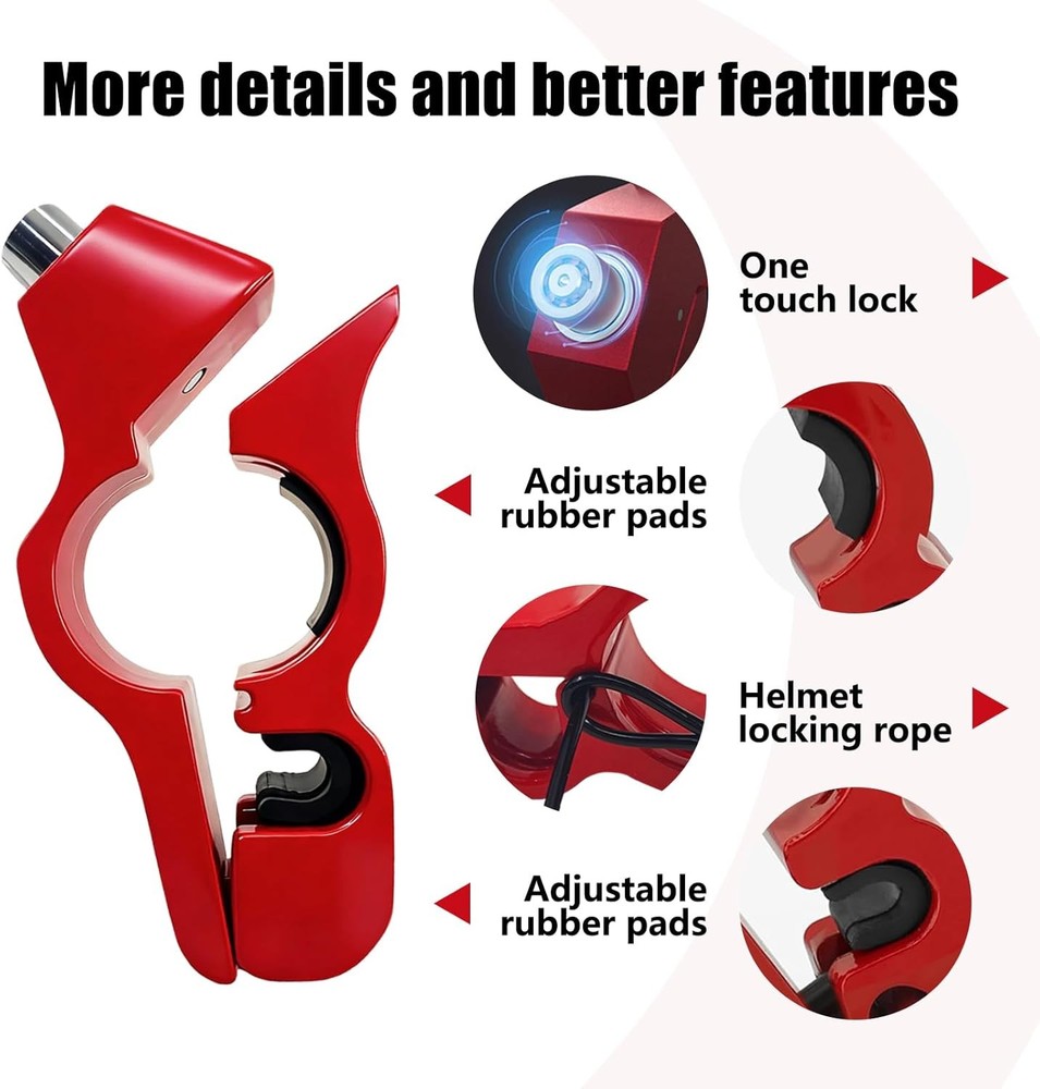 2-Piece Motorcycle Lock Set, Includes Helmet Lock and Brake Lock Combination