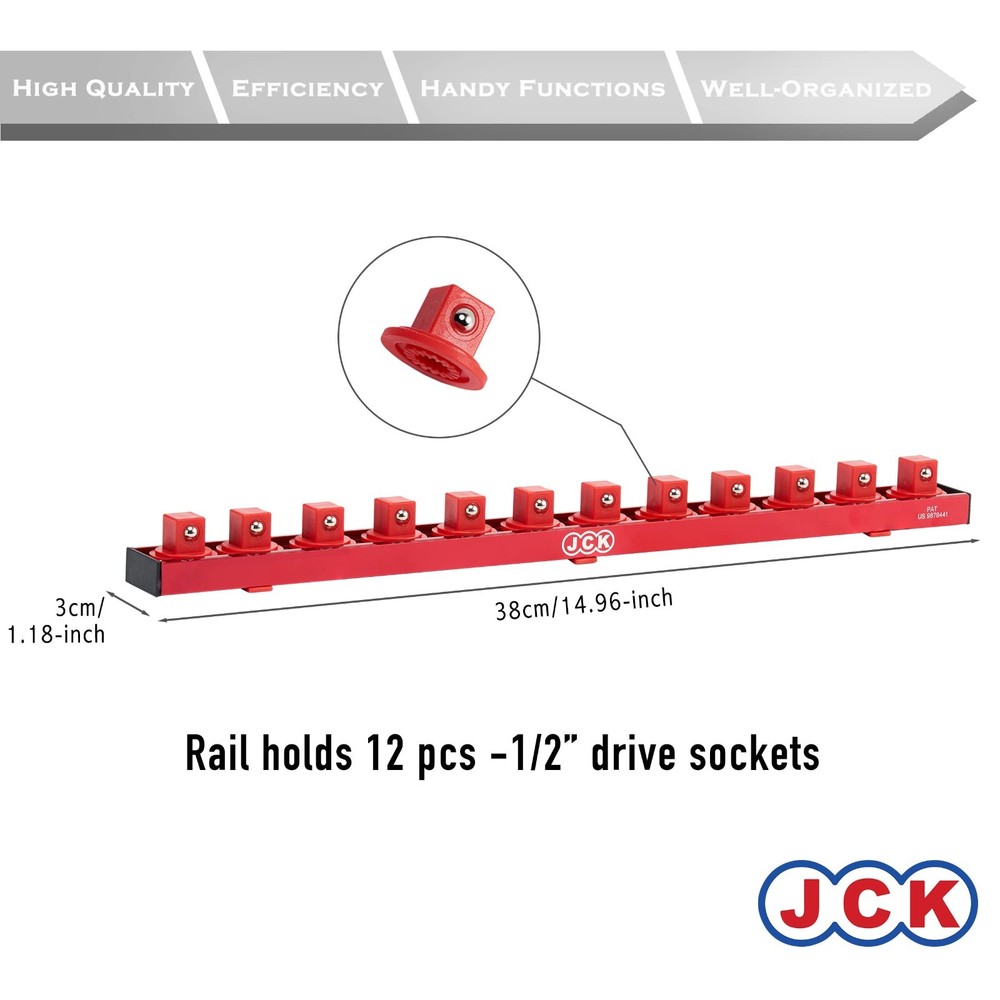 JCK Professional Quality Aluminum 1/2" Socket Organizer