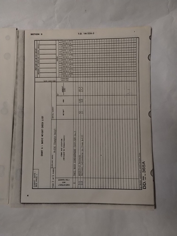 Hiller Helicopters USAF Series H-23C Basic Weight Checklist & Loading Data-Copy