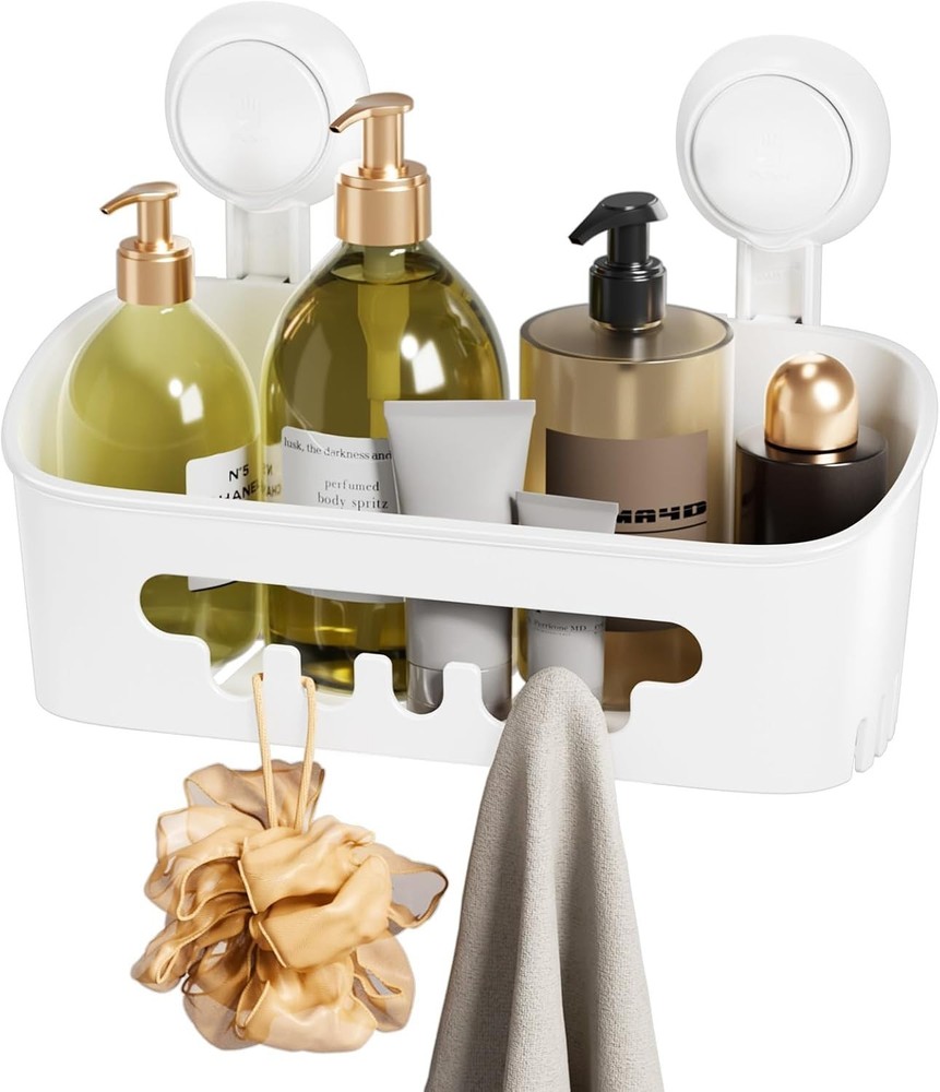 Removable Shower Organizer - Secure Suction Cup Holder for Bath Essentials