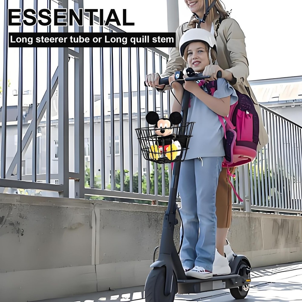 Small Basket for Scooter with Fixed Holder - Rust-Resistant Front Mount for E...