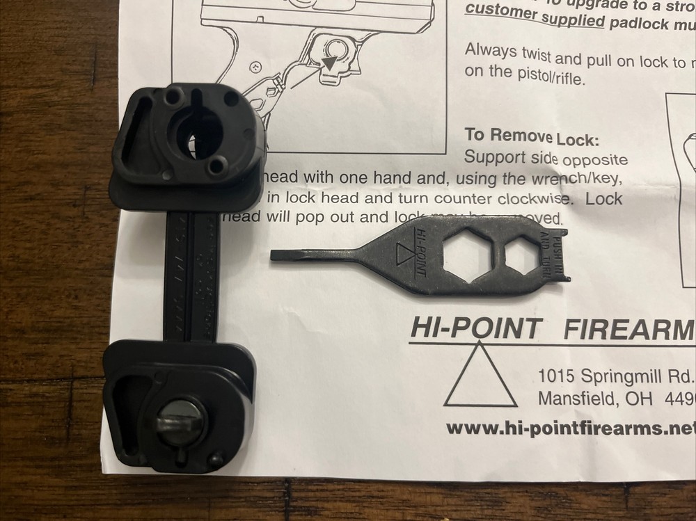 New HI-POINT Firearm DUAL LOCK Trigger Lock & Key With Ghost Ring Sight CF380*^