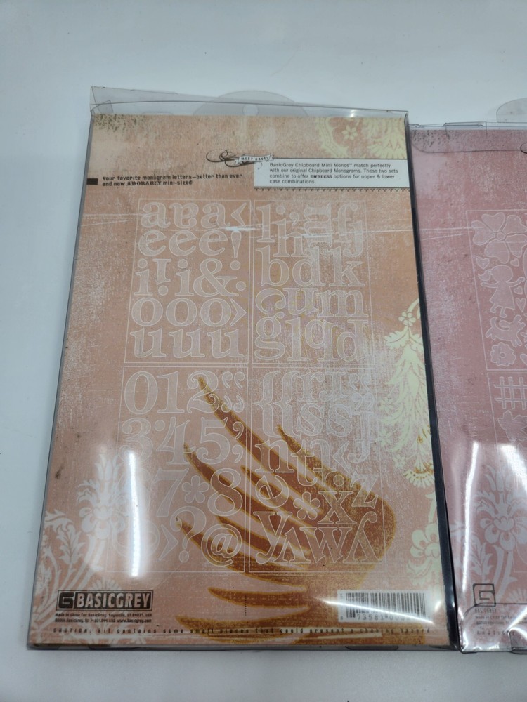 2 Packs Basic Grey Undressed Chipboard Mini Monos 81 pc Mellow 80 pc Pre-owned