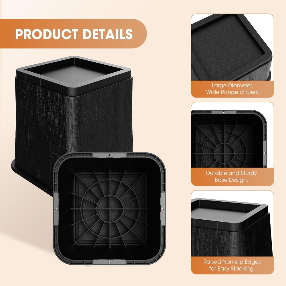 Adjustable Bed Risers,Elevation in 3, 5 or 8 Inch Heavy Duty Risers,Oversized...