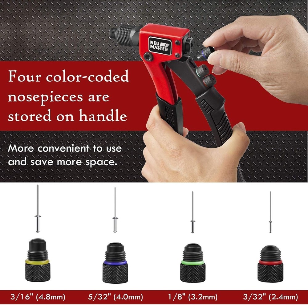 Professional Rivet Gun with 200 Rivets for Metal, Plastic & Leather Projects